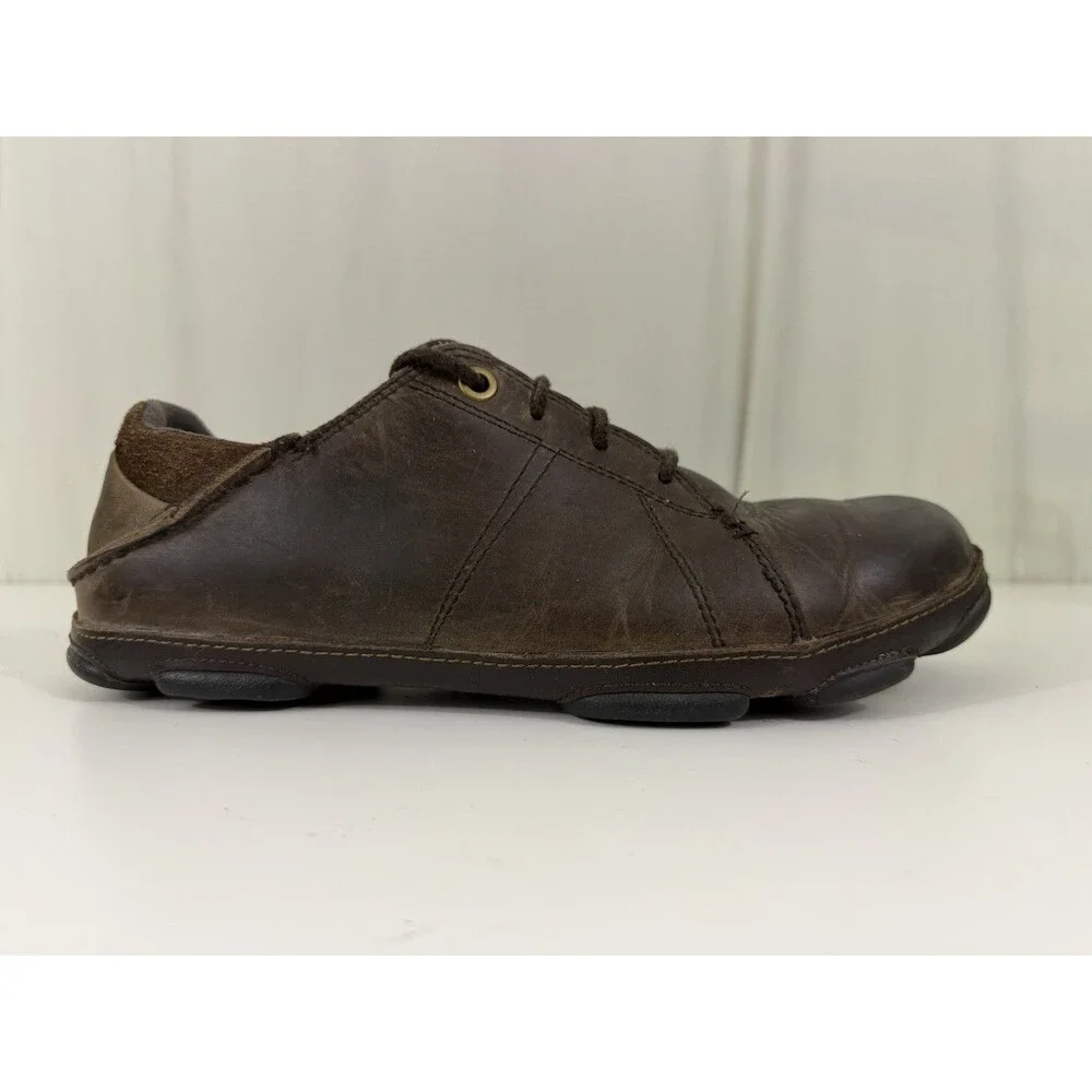 OluKai Hano Men’s Brown Leather Shoes Oxford Lace-Up Sneaker Casual Size 9 EU 42